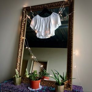 Off the shoulder flowy white crop top